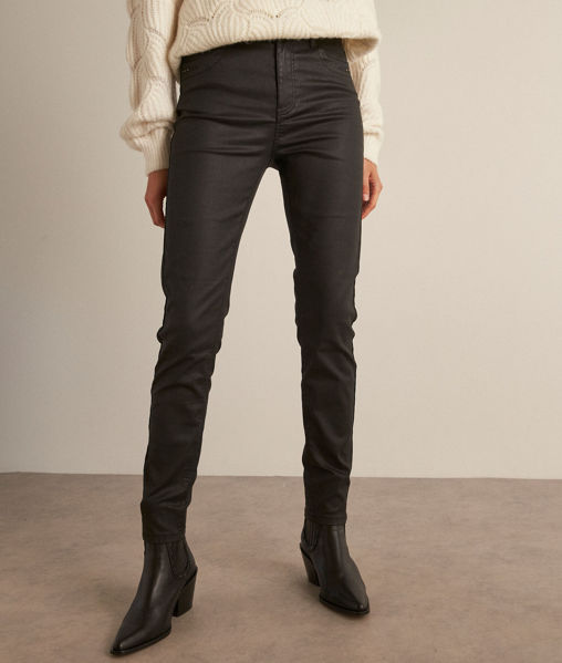 Picture of SUZY BLACK COATED-COTTON SLIM-FIT JEANS
